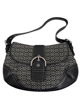 COACH 6808 Soho Signature Canvas Buckle Shoulder Bag Black Y2K + Hang Tag